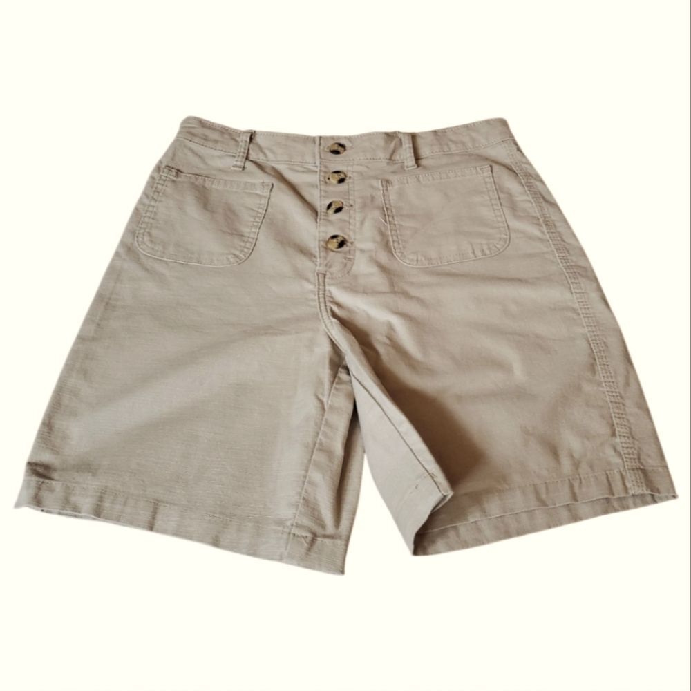 Lee Tan Flat Front Stretch Khaki Chino Shorts Size 10 Medium